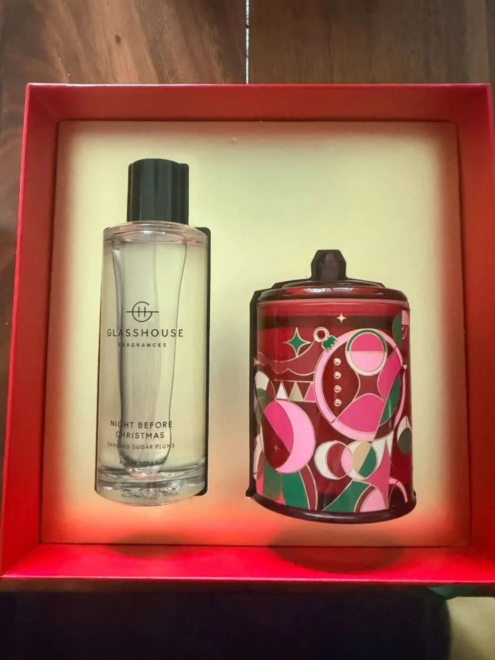 GLASSHOUSE Night Before Christmas Dancing Sugar Plums Candle Room Spray Gift Set